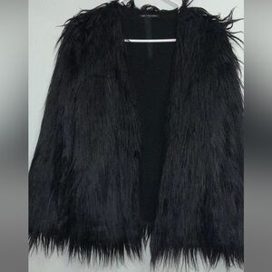 Urban Outfitters Black Shaggy Faux Fur Jacket